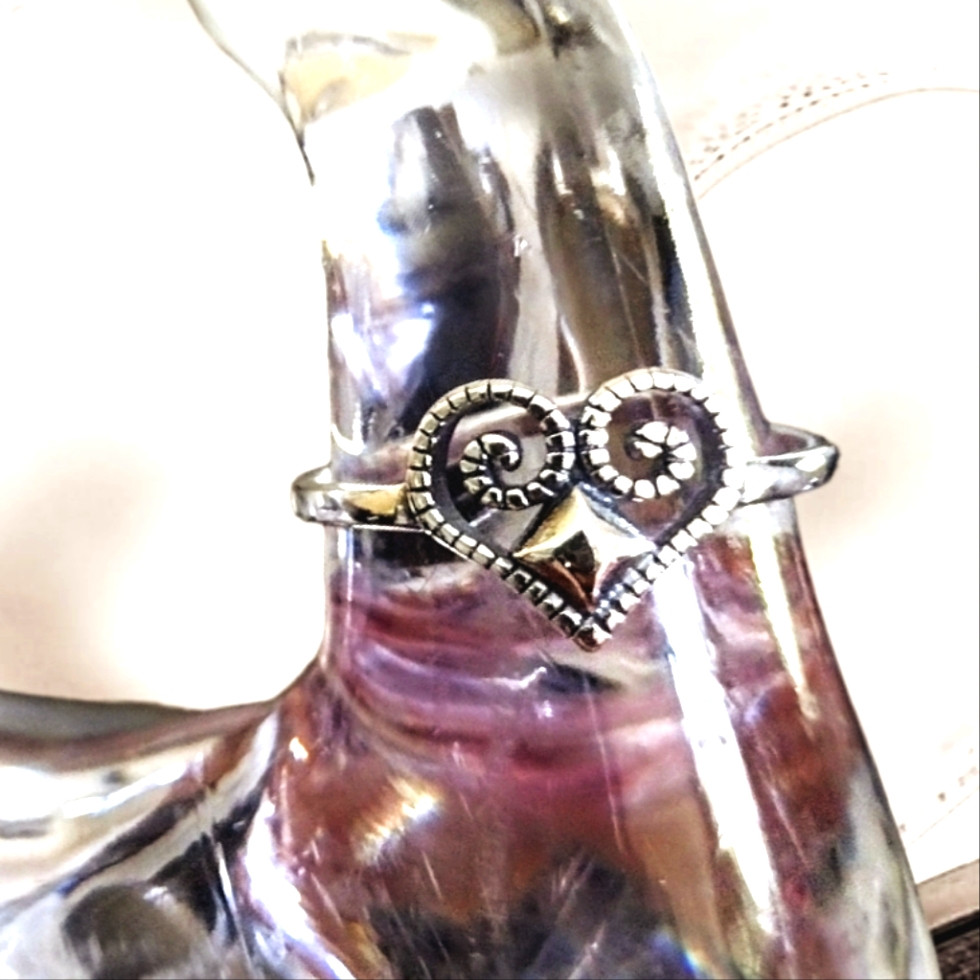 925 Sterling Silver Victorian Heart Filigree Ring